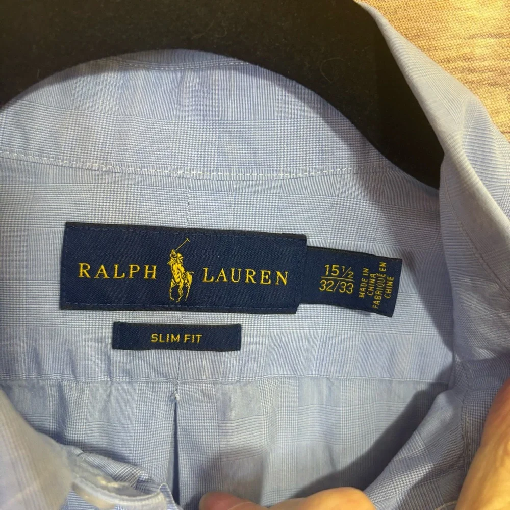 Polo Ralph Lauren Plaid Blue Dress Shirt 15 1/2     32/33